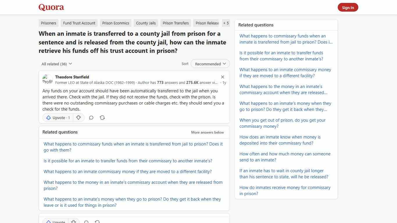 When an inmate is transferred to a county jail from prison for a sentence and is released from the county jail, how can the inmate retrieve his funds off his trust account in prison? - Quora